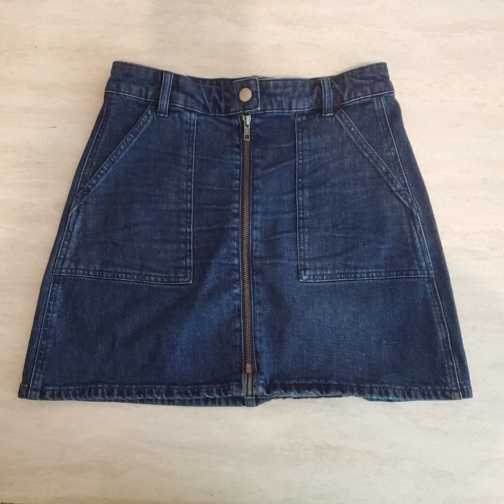 Madewell Denim Mini Skirt‎ Womens 26 Utility Cotton Pockets Front Zip Classic